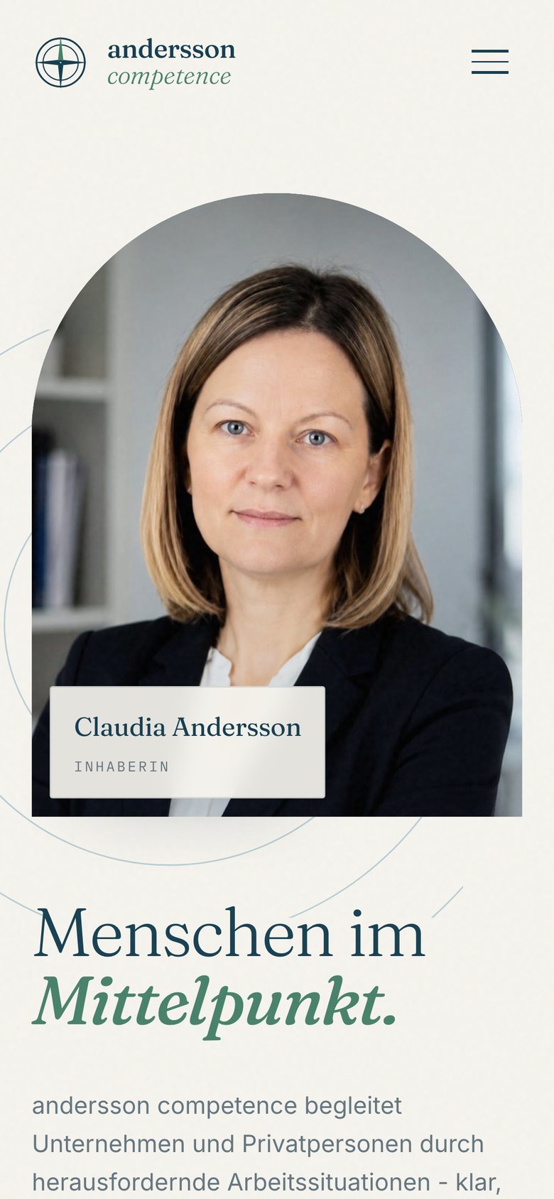 andersson competence – mobile Ansicht der Startseite