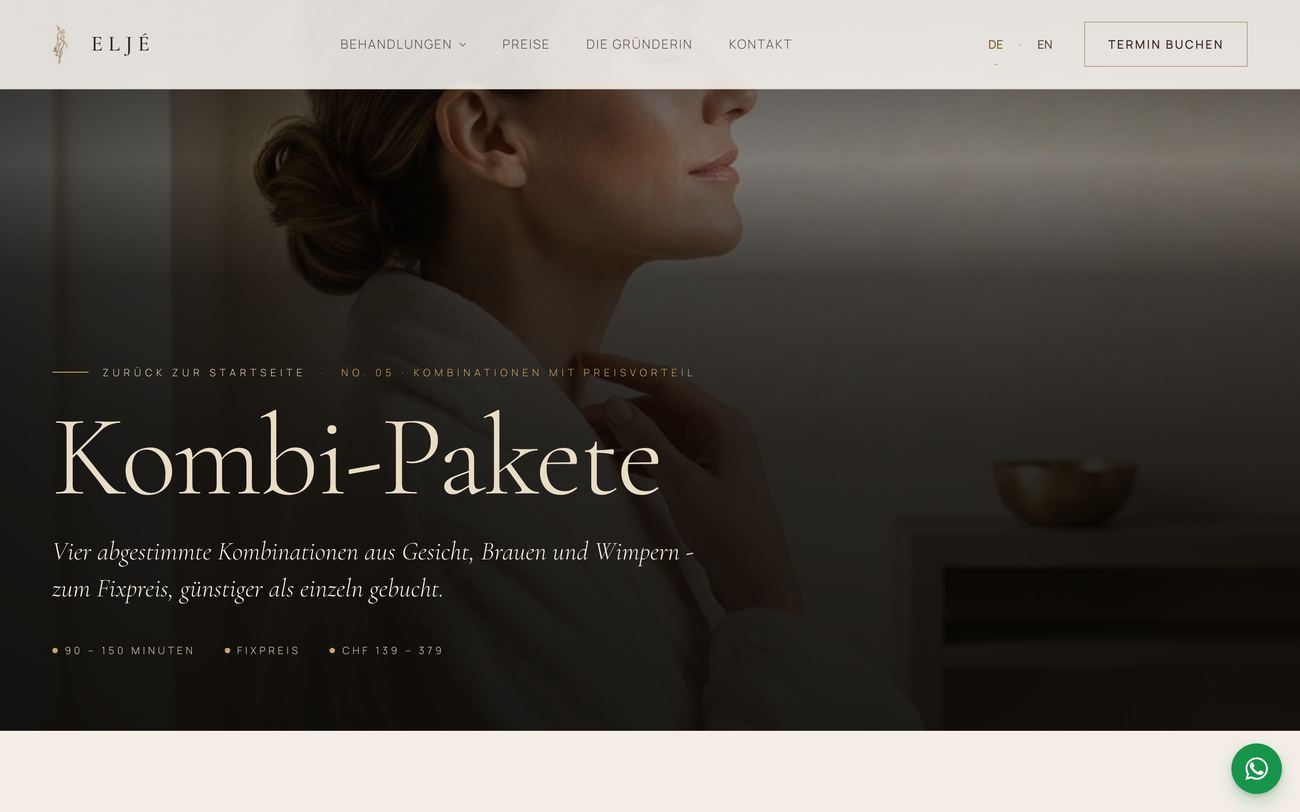 ELJÉ Aesthetics – Seite Kombi-Pakete