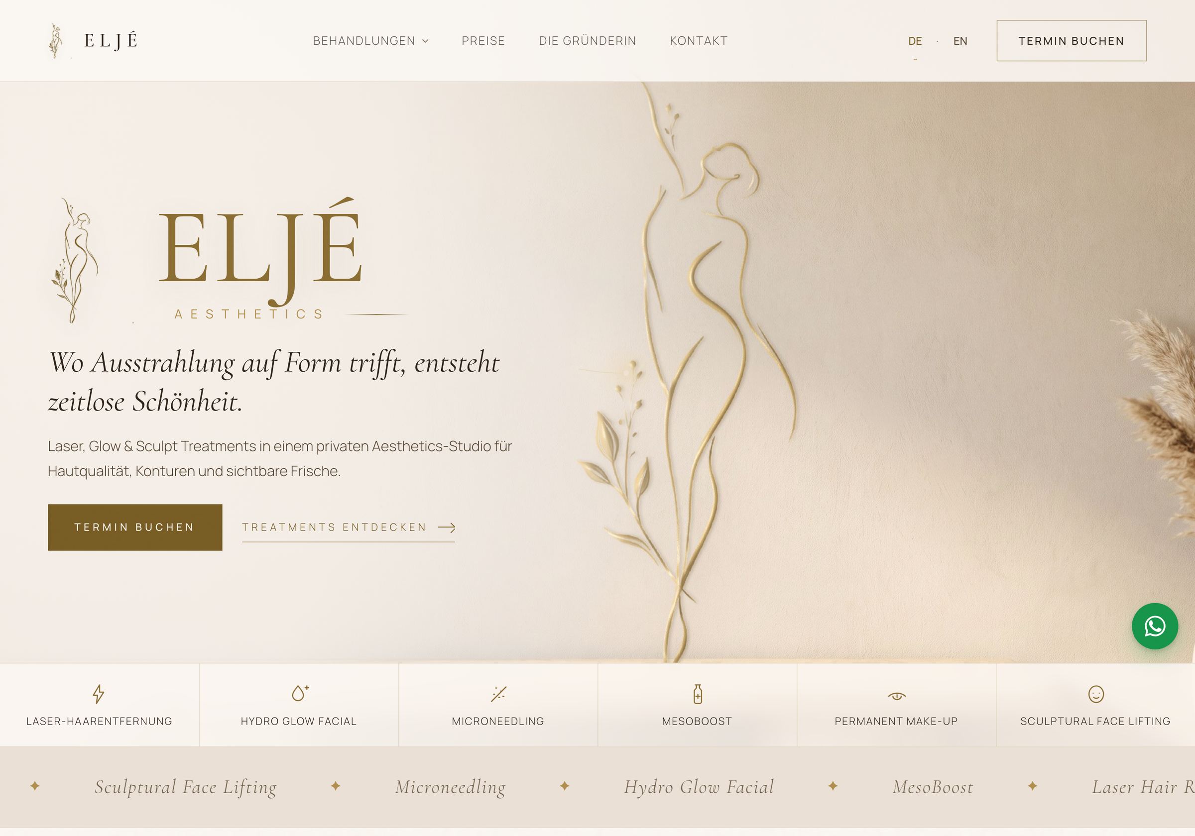 ELJÉ Aesthetics – die neue Startseite