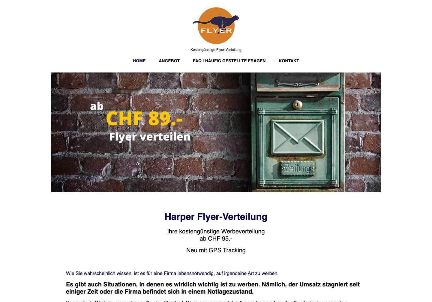 Die alte Startseite von harper-flyer.ch