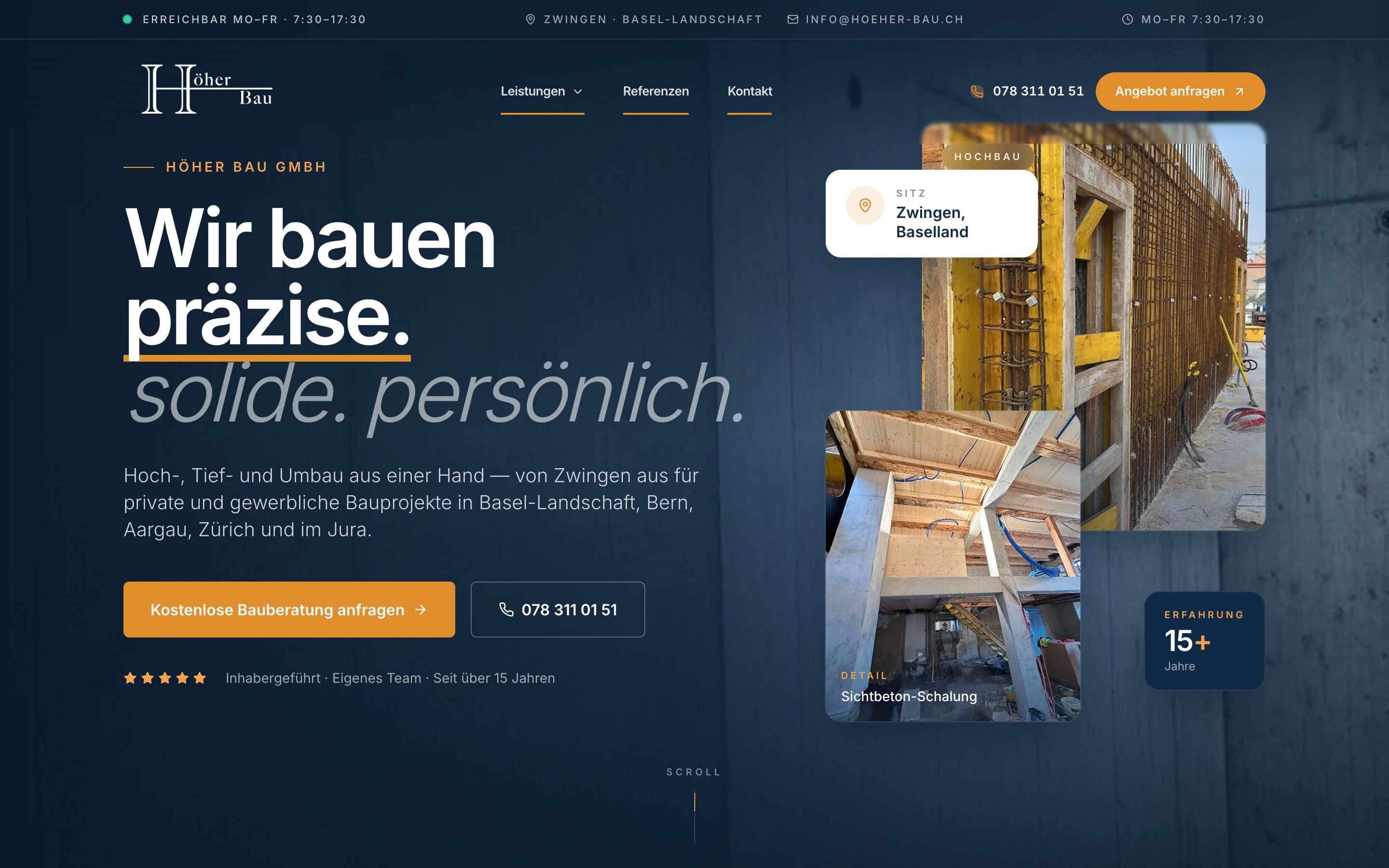 Neue Höher Bau Webseite