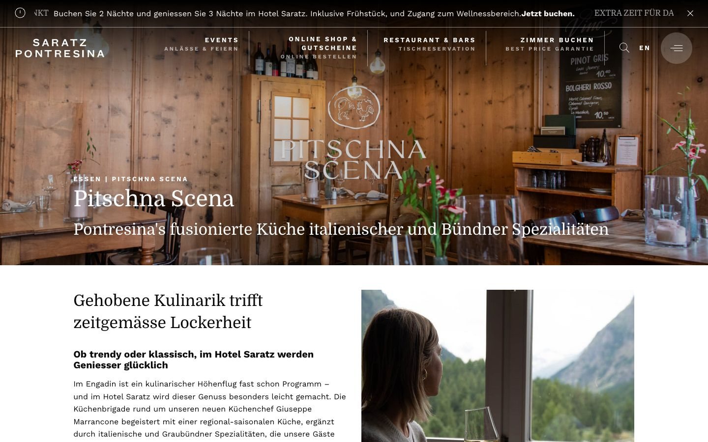 Die Pitschna Scena als Unterseite auf saratz.ch